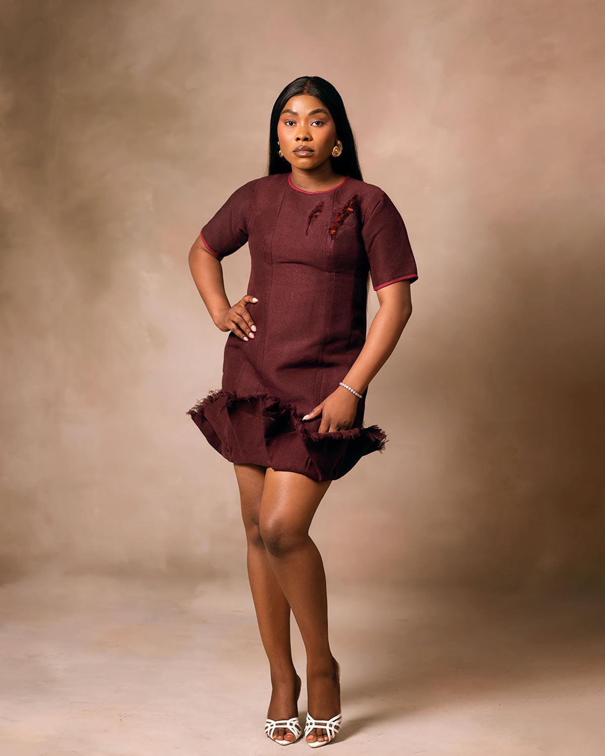 Sisi Shift Dress (Burgundy)