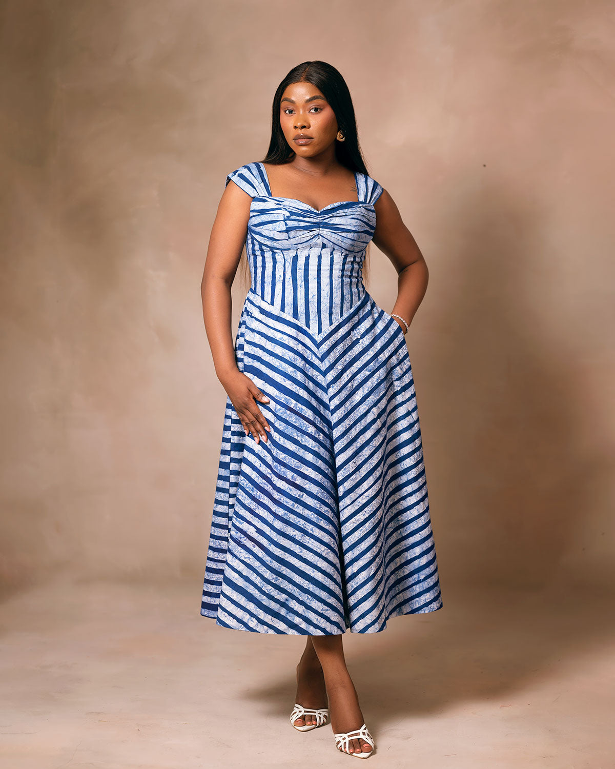 Chevron Stripe Midi Dress