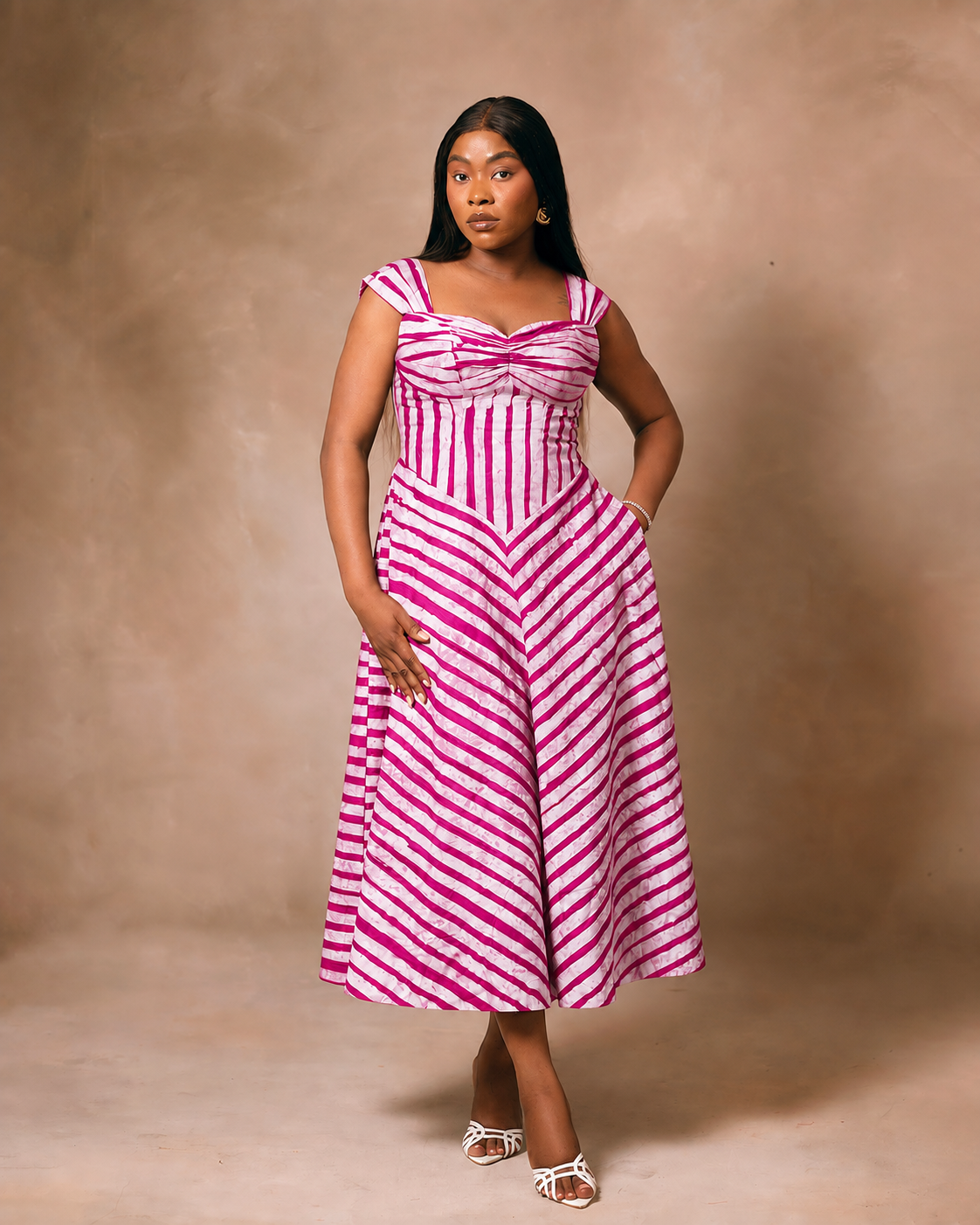 Chevron Stripe Midi Dress
