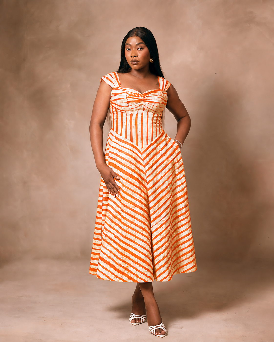 Chevron Stripe Midi Dress