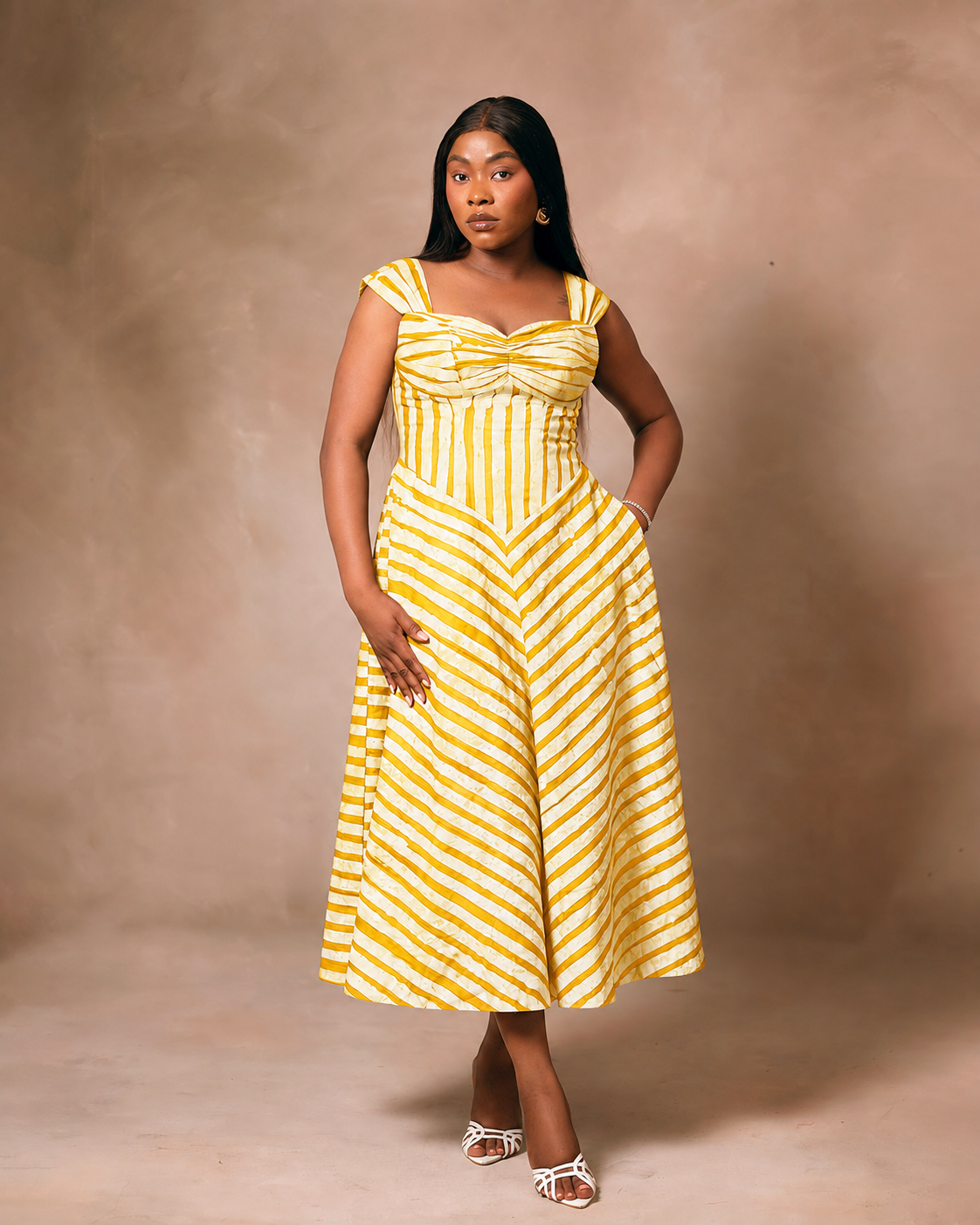 Chevron Stripe Midi Dress