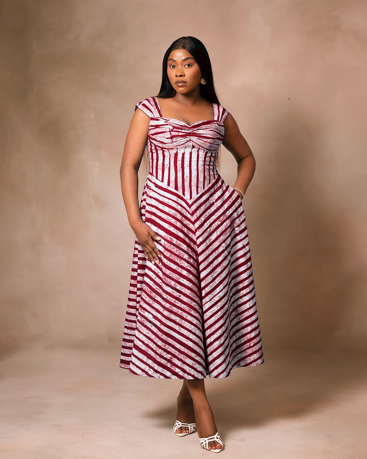 Chevron Stripe Midi Dress